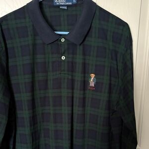 Polo by Ralph Lauren Men's Navy and Green Checkered Polo